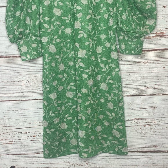 NWT Zara Green Floral Jacquard Dress Sz L - Picture 14 of 16